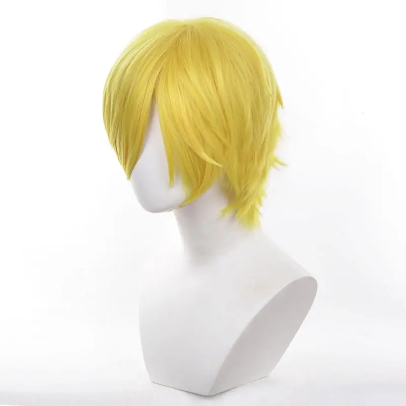 Short Yellow Cosplay Wig with Bangs Halloween Costume Party synthetic Wig for Men