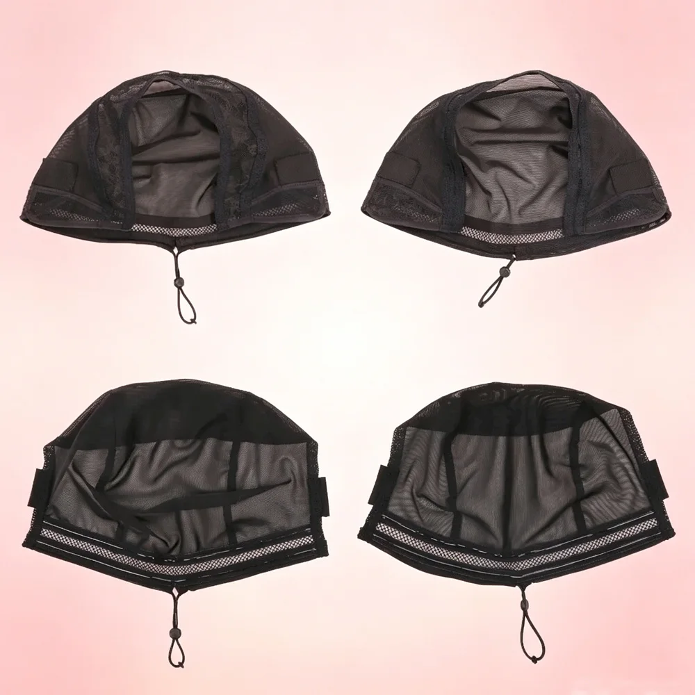 Half Wig Cap With Drawstring For Lace Wig Making Black Semi-Spliced Wig Cap For U Part Wig 4*4 5*5 13*4 13*6 Drawstring Wig Caps