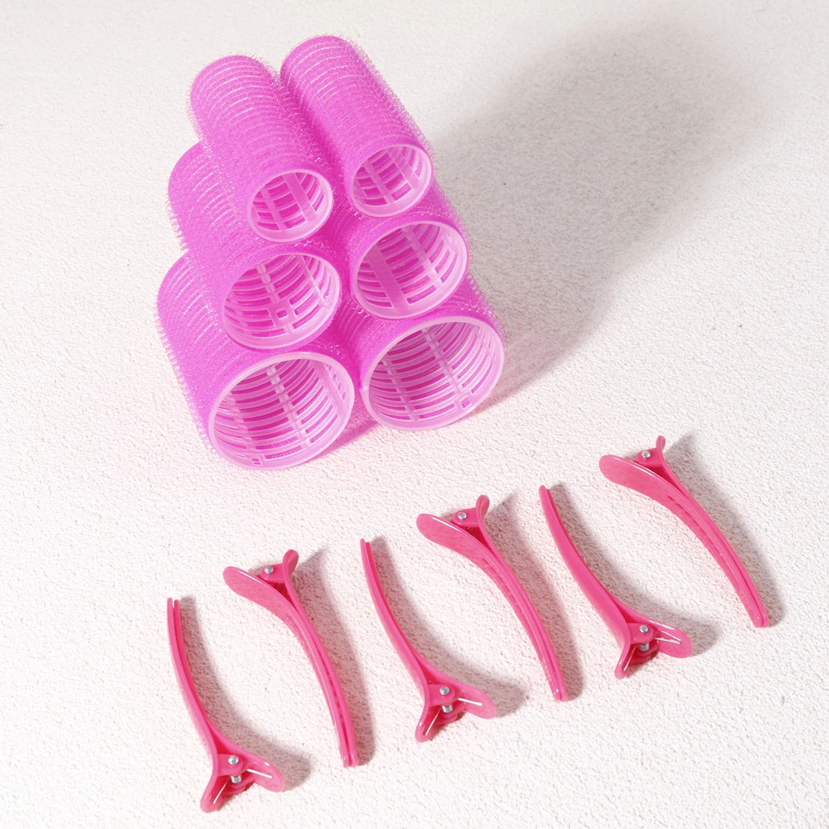 12pcs Self Held Curler Set, Including 6 Curlers and 6 Clips, Suitable for DIY Hairstyle Design, Special for Real Hair Wigs