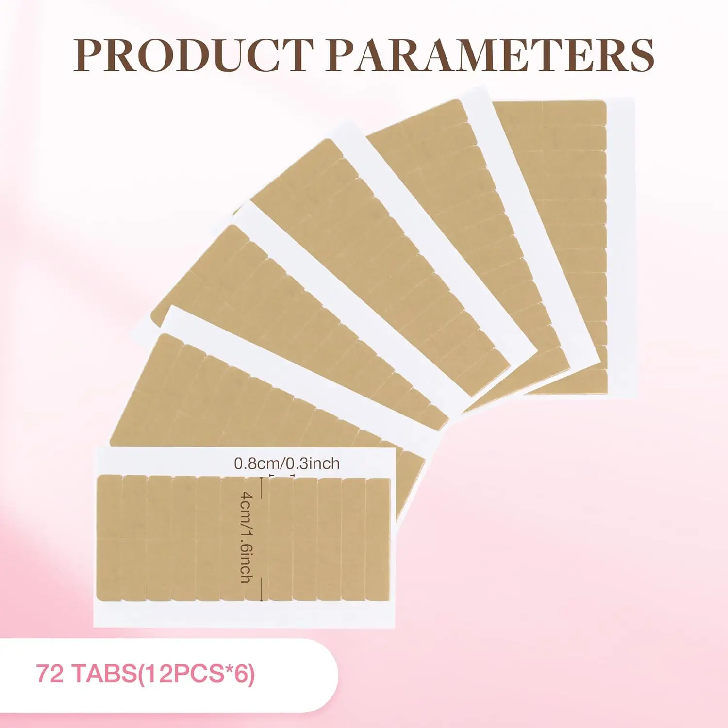 72Tabs(6sheets)Hair Extension Tape Double Sided Adhesive Replacement Tape Professional Strong Tapes for Tape in Hair Extensions