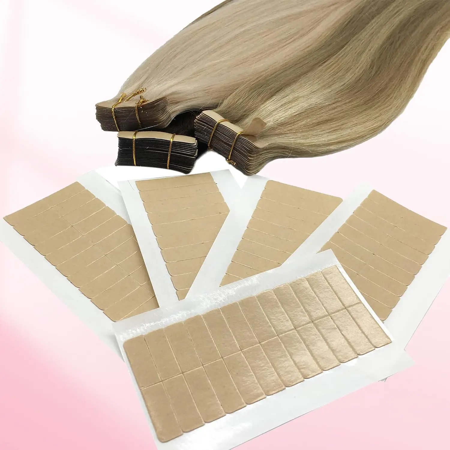72Tabs(6sheets)Hair Extension Tape Double Sided Adhesive Replacement Tape Professional Strong Tapes for Tape in Hair Extensions