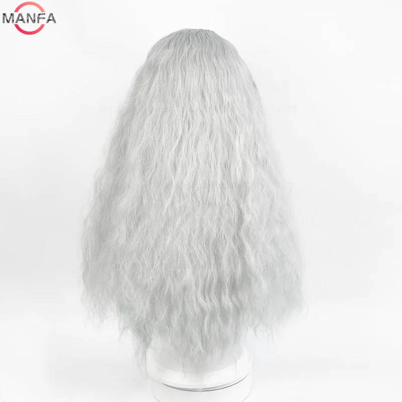 Griffith Cosplay Wig Light Grey Curly Wavy Long Heat Resistant Synthetic Hair Wigs + Wig Cap