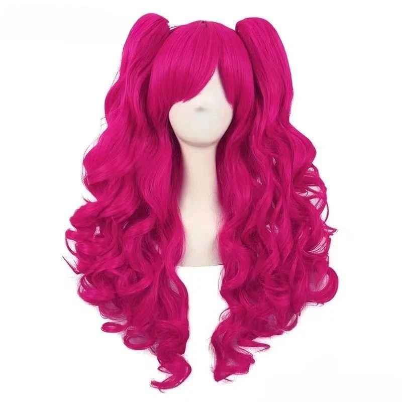 Anime Cosplay Cute Lovely Pink Wig Wavy Curls Party Synthetic Hair Wigs For Halloween Party