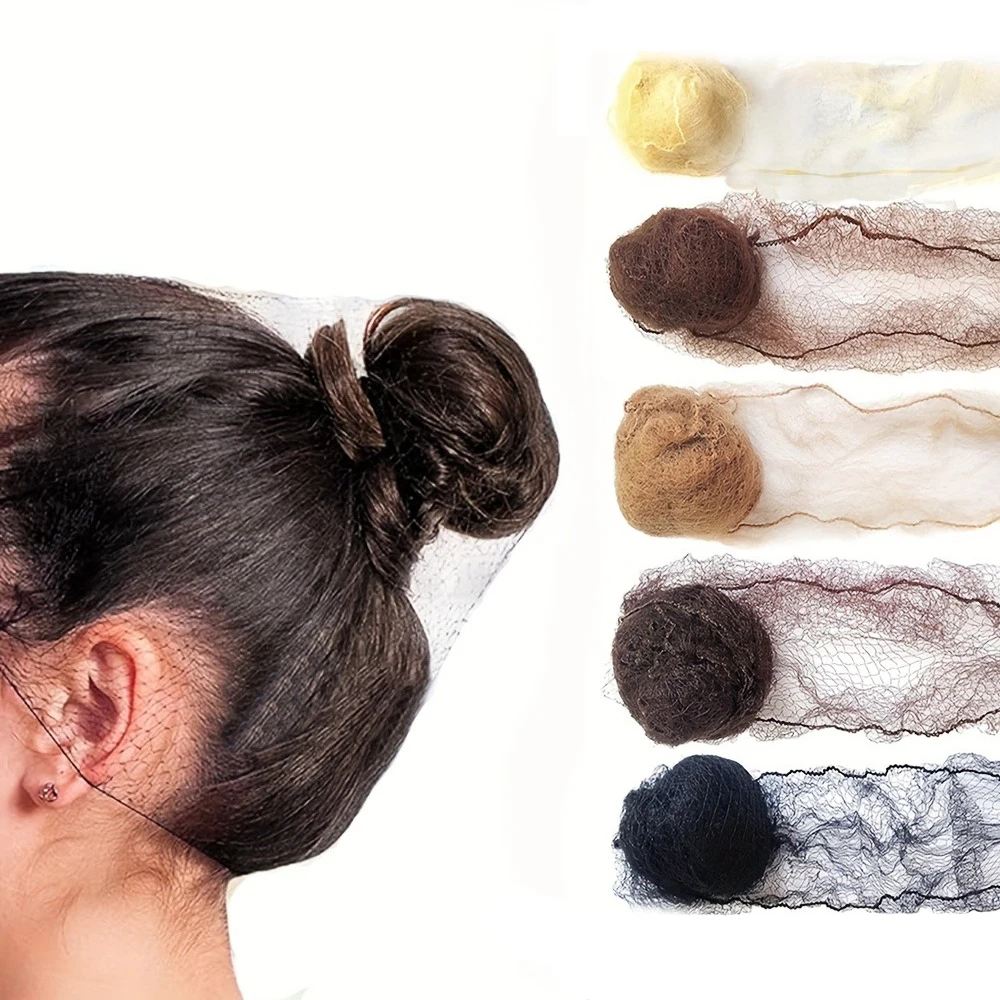 60Pcs Durable Nylon Hair Net For Bun Hair Hair style Tool Black Beige Brown 5Mm Hair Net For Wigs Mesh Hair Styling Hairnets