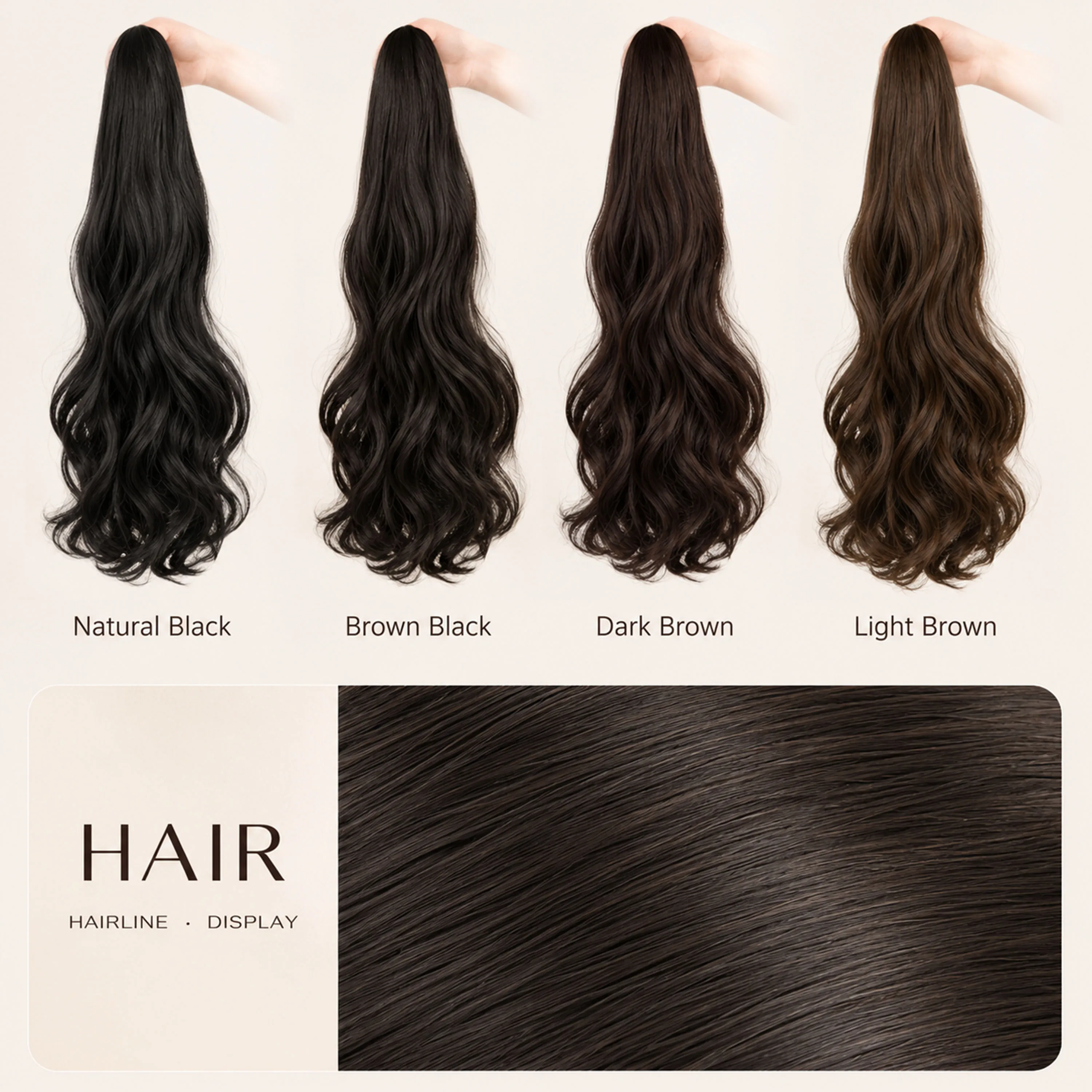 Synthetic Long Straight Claw Clip On Ponytail Hair Extensions 50cm Heat Resistant Pony Tail Hair Piece For Women Daily Party