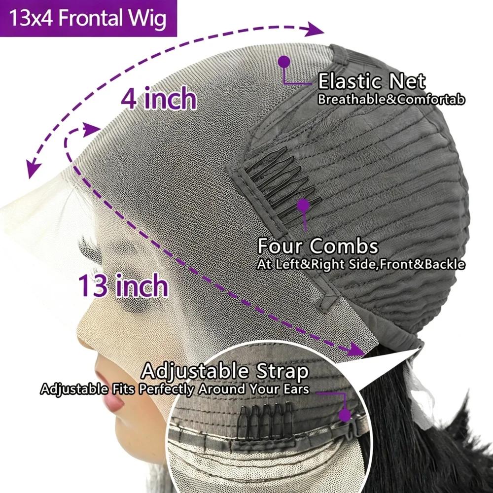 13X4 Chocolate Brown Straight Human Wigs 200% Density #4 Color 18-34 inch 13x4 HD Lace Frontal Straight Wig Pre Plucked 100% Human Hair 3-7 Days Delivery