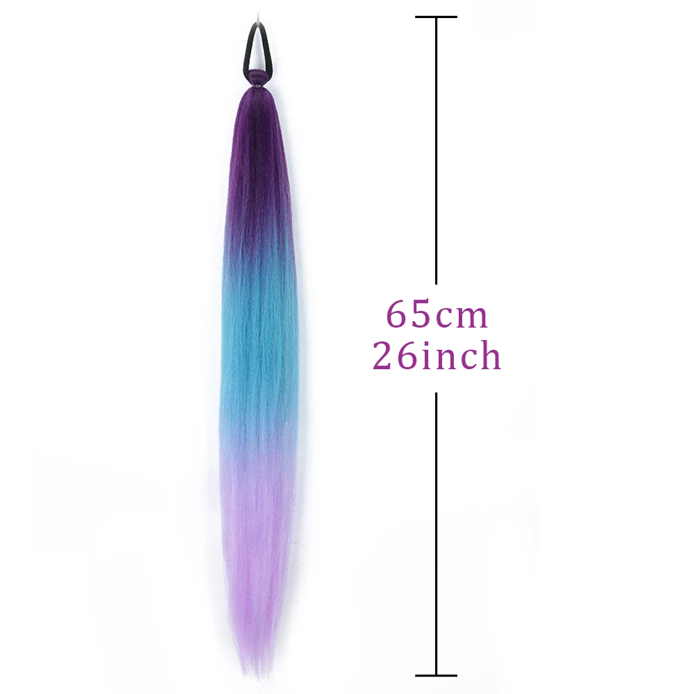 Synthetic Colorful Ponytail Extension 1Pcs Long Straight DIY Braided Pony Tail Hairpiece with Rubber Band Women Hair Accessories