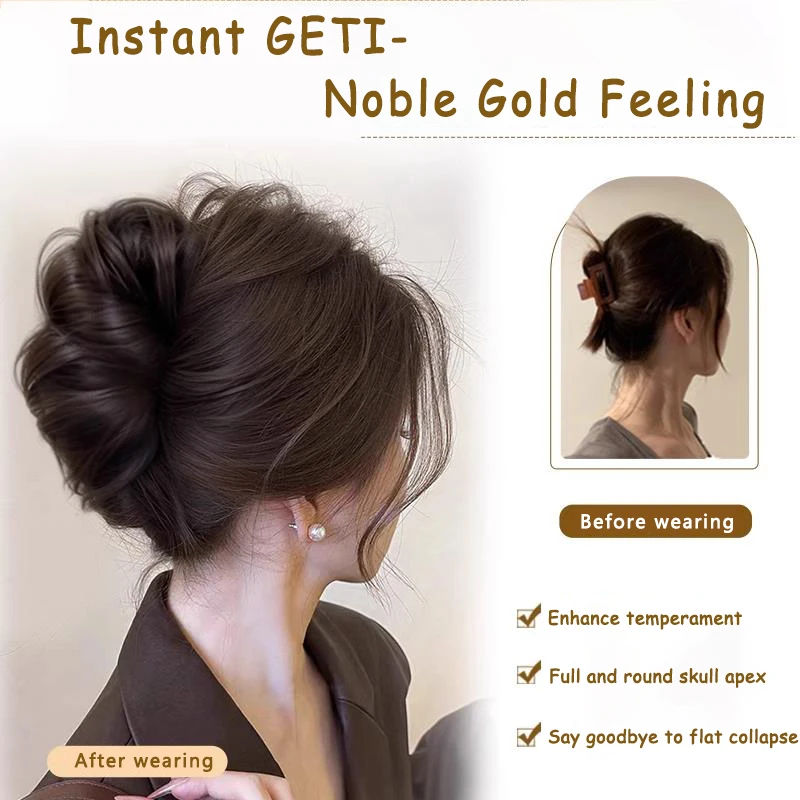 Synthetic wig clip with bun head short and long curly hair clip style flower bud fluffy and fashionable bun head