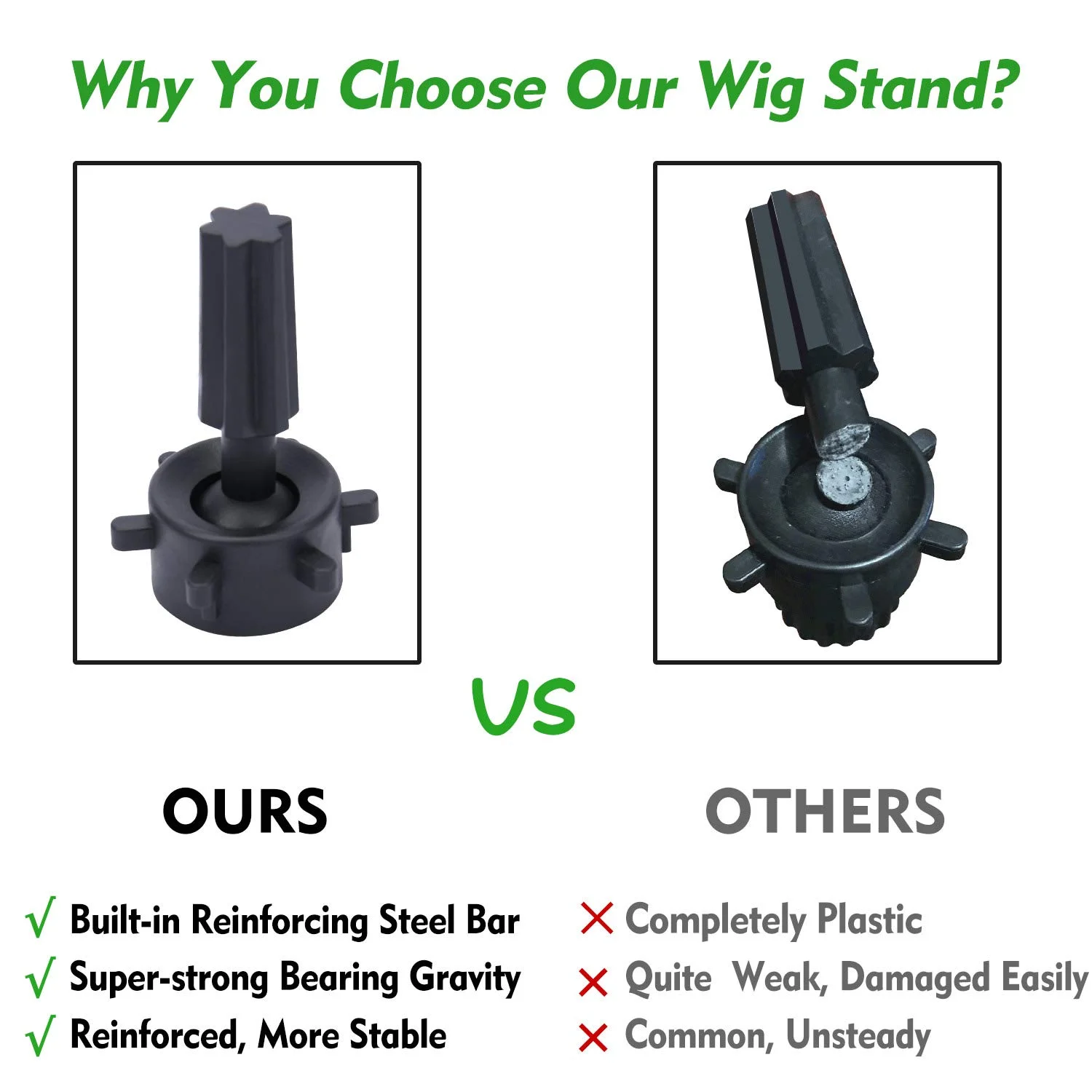 Wig Head Stand Height Adjustable Tripod Wig Stand, Mannequin Head Stand with Rotatable Metal Head for Hairdressing & Wig Tool