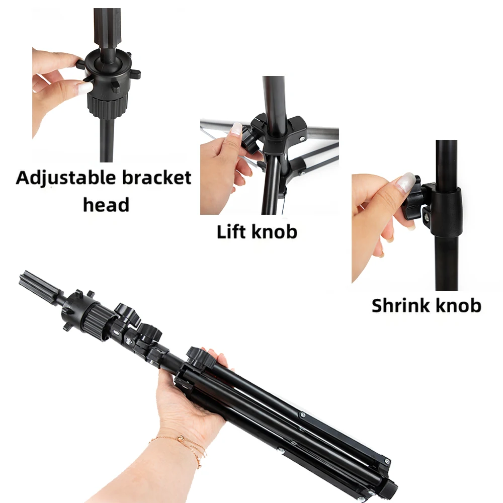 Wig Head Stand Height Adjustable Tripod Wig Stand, Mannequin Head Stand with Rotatable Metal Head for Hairdressing & Wig Tool