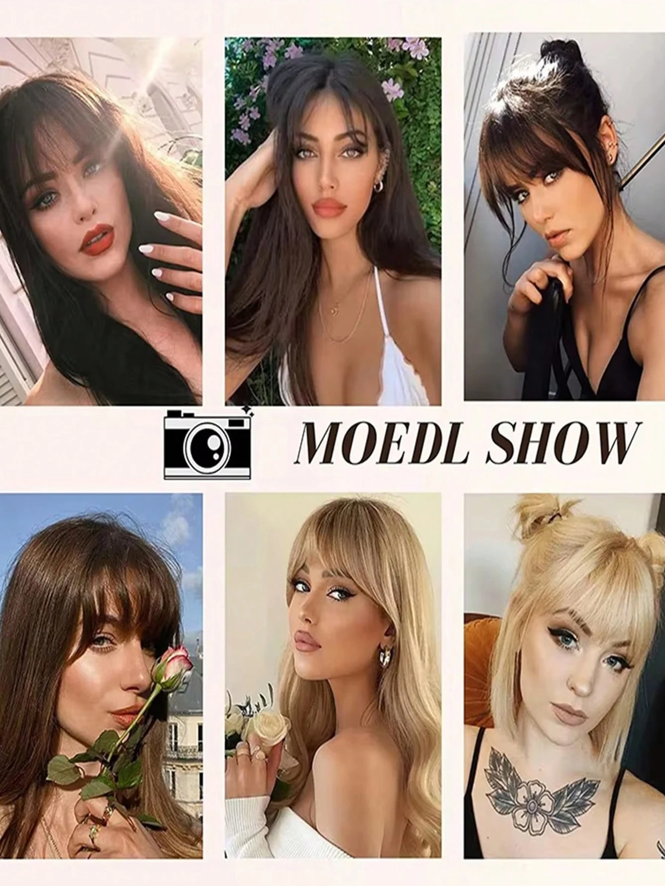 Thin Blunt Bangs Clip-On Synthetic Hair Extension Natural Looking Instant Hairstyle Quick Style Hairpiece Daily & Party