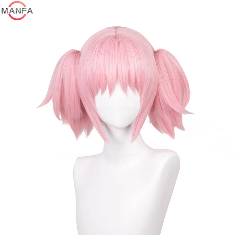 Madoka Kaname Cosplay Wigs Pink 30cm Short Clip Ponytails Kaname Madoka Anime Wig Cosplay Heat Resistant Synthetic Hair
