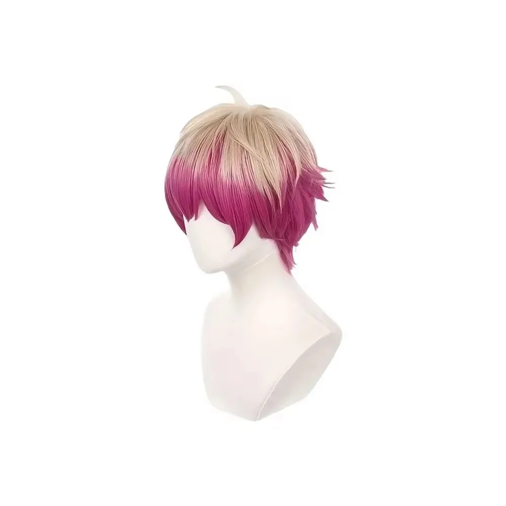 Alexis Ness Anime Cosplay Wig Short Straight Linen Rose Red Synthetic Fiber Wig Suitable for Frien Festival Cosplay