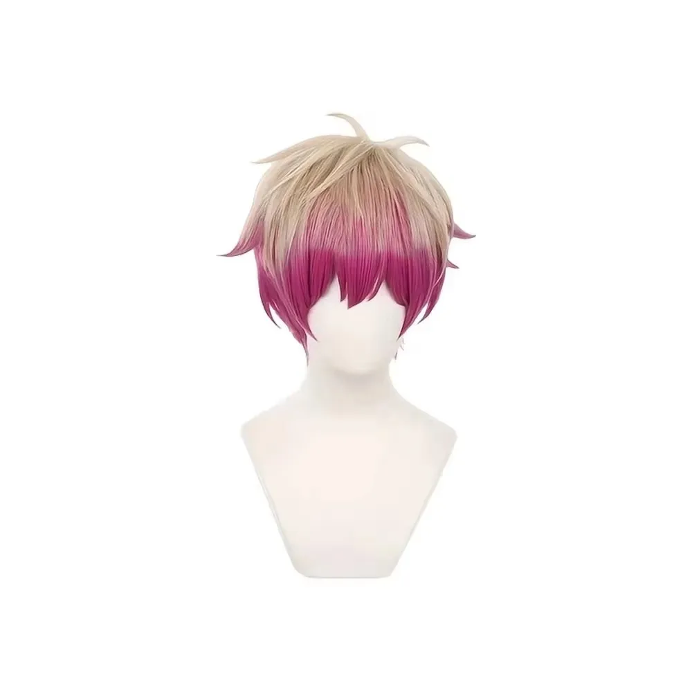 Alexis Ness Anime Cosplay Wig Short Straight Linen Rose Red Synthetic Fiber Wig Suitable for Frien Festival Cosplay