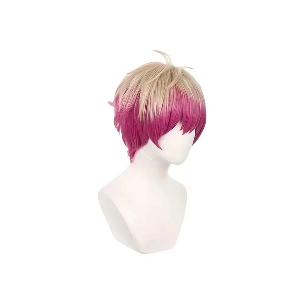 Alexis Ness Anime Cosplay Wig Short Straight Linen Rose Red Synthetic Fiber Wig Suitable for Frien Festival Cosplay