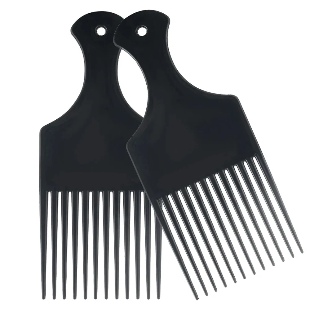 Wide Teeth Brush Pick Comb Fork Hairbrush Insert Hair Pick Comb Plastic Gear Comb For Curly Afro Hair Styling Tools