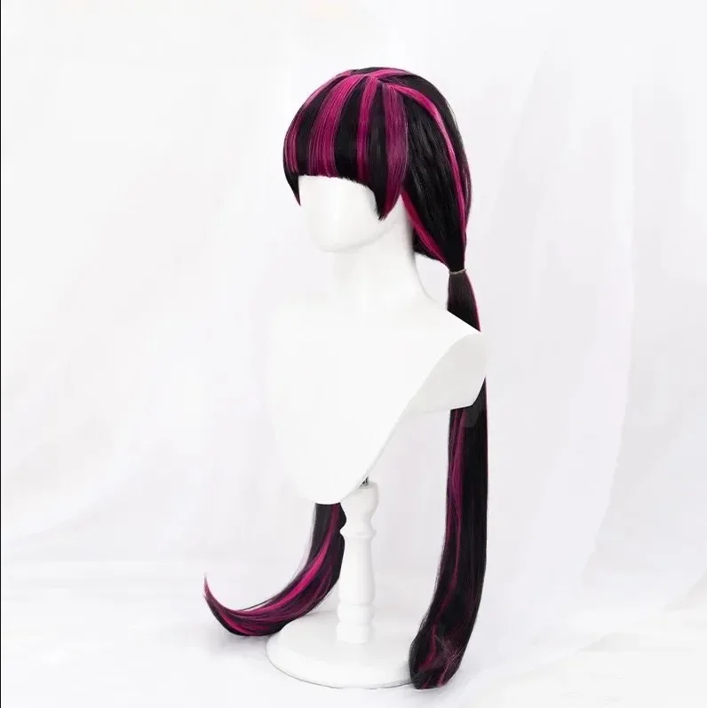 High Quality Movie Draculaura Cosplay Wig Long Straight Black Rose Pink Heat Resistant Synthetic Hair Anime Wigs