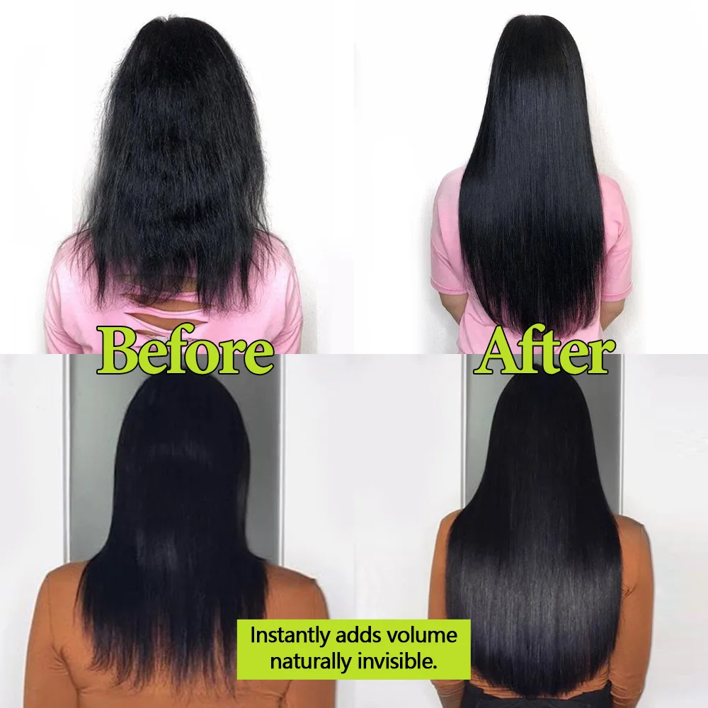 120g/8Pcs Clip In Brazilian Straight Human Hair Extensions Natural Black Color 20 22 24 26 Inches 100% Remy Human Hair Soft and Silky High Quality Fast Delivery to France 1 3 Days For Women