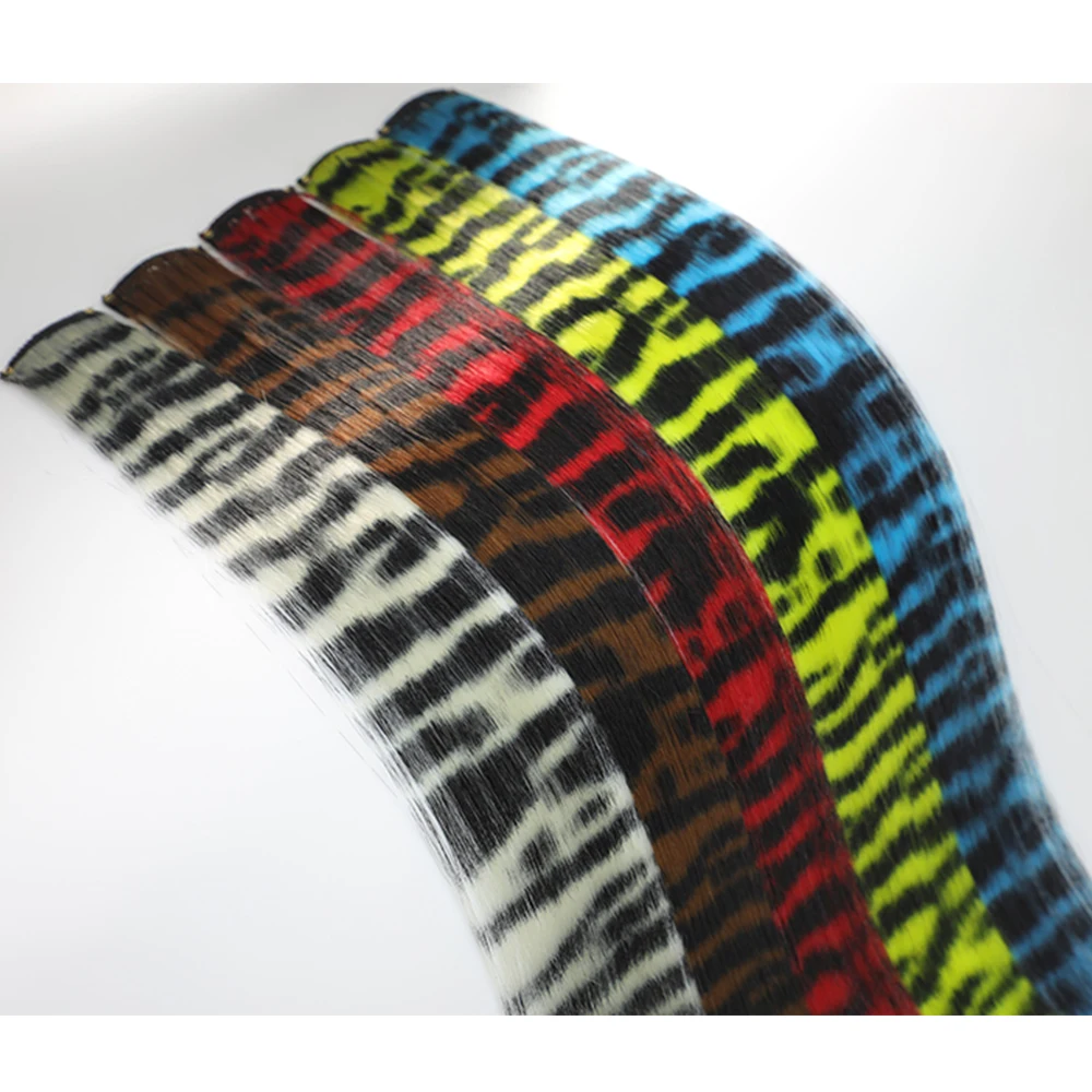 Stripe Printed Clip in Hair Extensions Colorful Synthetic Hair Highlights 18 Inches Straight Wig Hairpieces for Daily Use Party