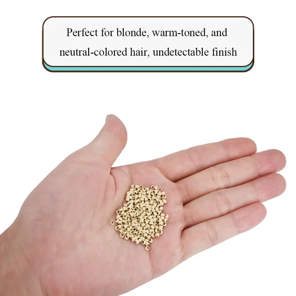 1000pcs Nano Ring Microlinks Hair Extensions Kit, Micro Beads Pulling Hook & Microbead Loop Tool, for Hair Extensions