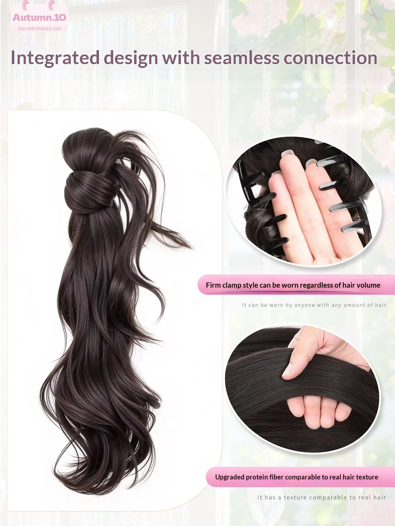 Synthetic Wig Ponytail Extensions Wig Claw Clip Natural Wave Ponytail Hairpieces with Hair Scrunchie for Women Daily Use Hair Pi