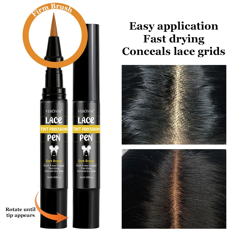 4 Colors Lace Tint Precision Pen 5ml Quick Dry Conceal Lace Dye Pen Portable Lace Tinting Concealer for Lace Wig Hairline Makeup