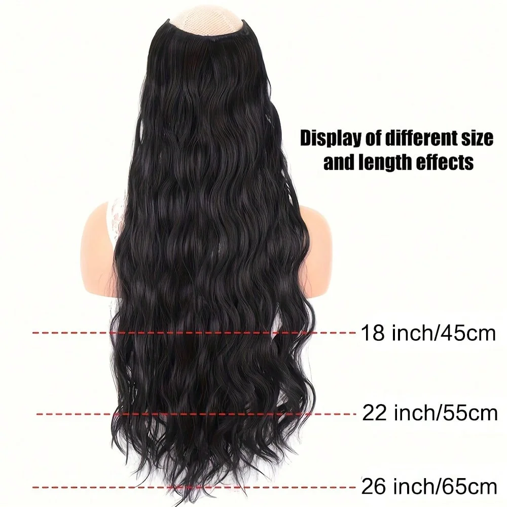 Synthetic Hair Fake Hair Extensions Clip Hairpiece V-Shaped Half Wig Natural Wavy Extension False Strands On Hairpins Women