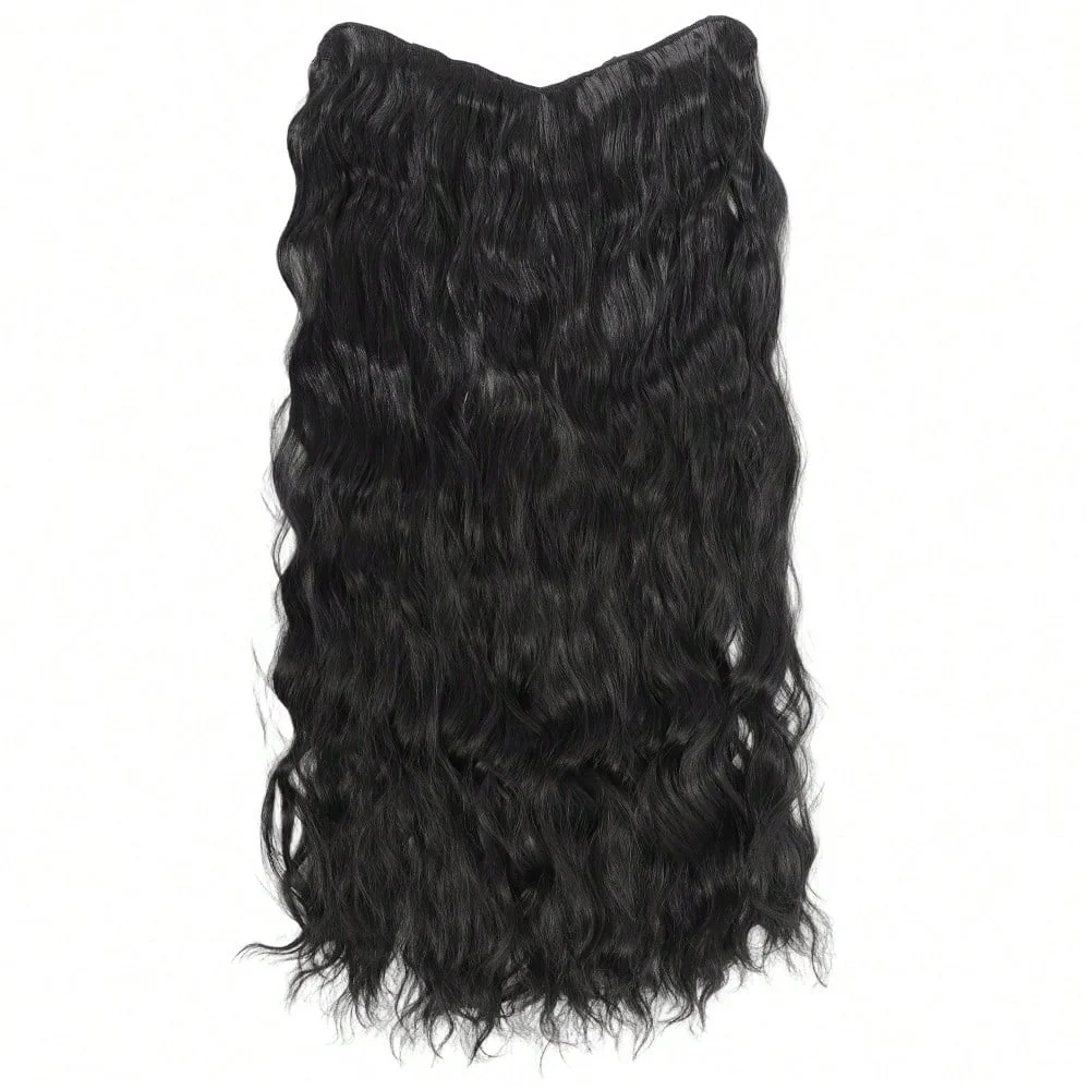 Synthetic Hair Fake Hair Extensions Clip Hairpiece V-Shaped Half Wig Natural Wavy Extension False Strands On Hairpins Women