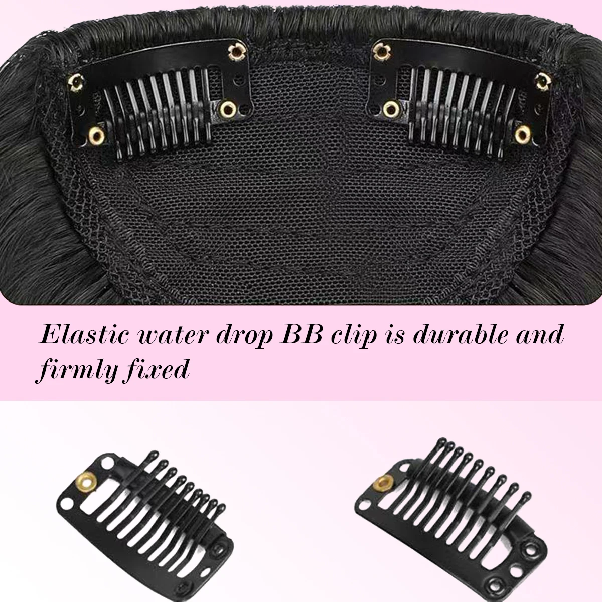 Synthetic high-level comic bangs wig women's forehead clip bangs heat-resistant natural black for daily use