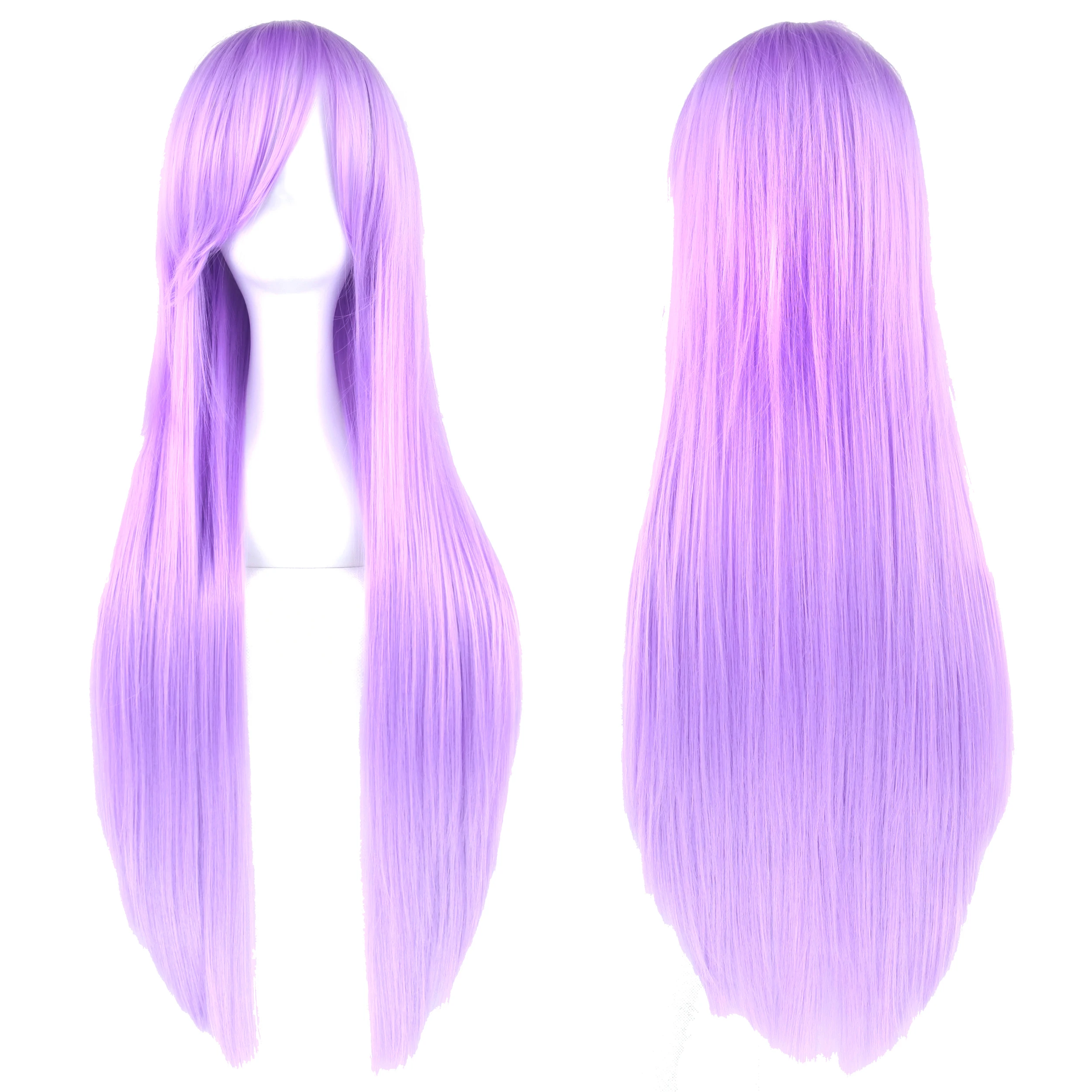 Synthetic Hair Purple Straight Long Wig Anime Cosplay Kagami Hiiragi Halloween Costume Hair Mizore Shirayuki Wigs with Bangs