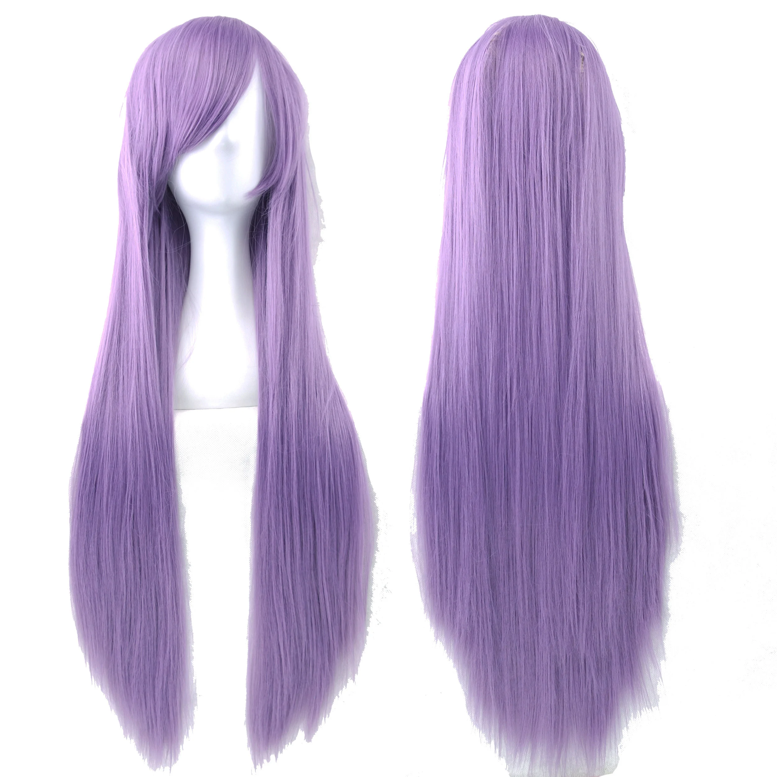 Synthetic Hair Purple Straight Long Wig Anime Cosplay Kagami Hiiragi Halloween Costume Hair Mizore Shirayuki Wigs with Bangs