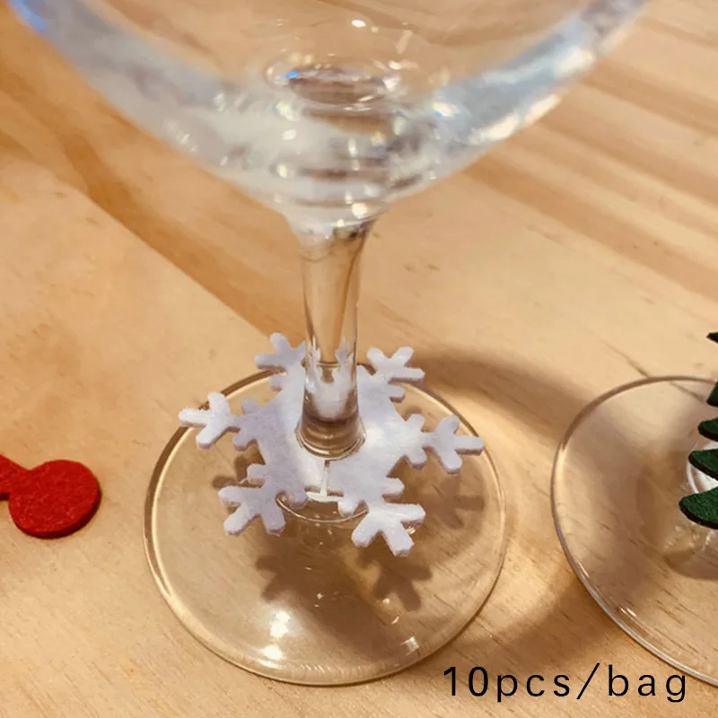 10/20pcs Christmas Felt Wine Cup Glass Ring Card Table Decoration Xmas New Year Eve Home Decoration Navidad Noel Party Supplies