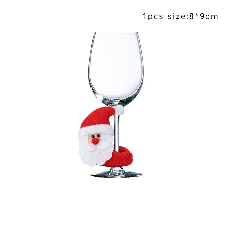 Christmas Wine Glass Decorations Santa Claus Snowman Elk Wine Cup Ring New Year Christmas Party Home Table Decoration Xmas Gifts