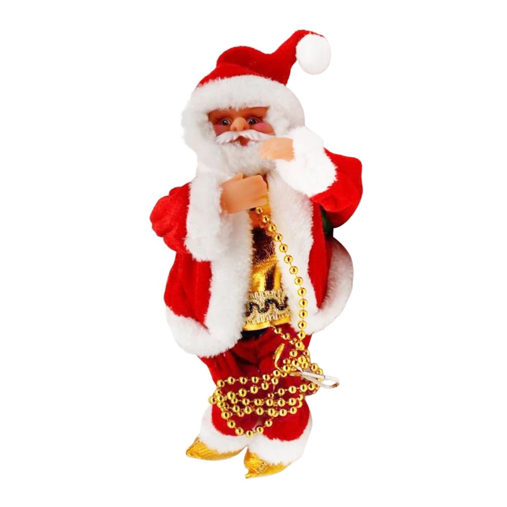 Santa Claus Climbing Beads Battery Operated Electric Climb Up and Down Climbing Santa with Light Music Christmas Decor Ornaments