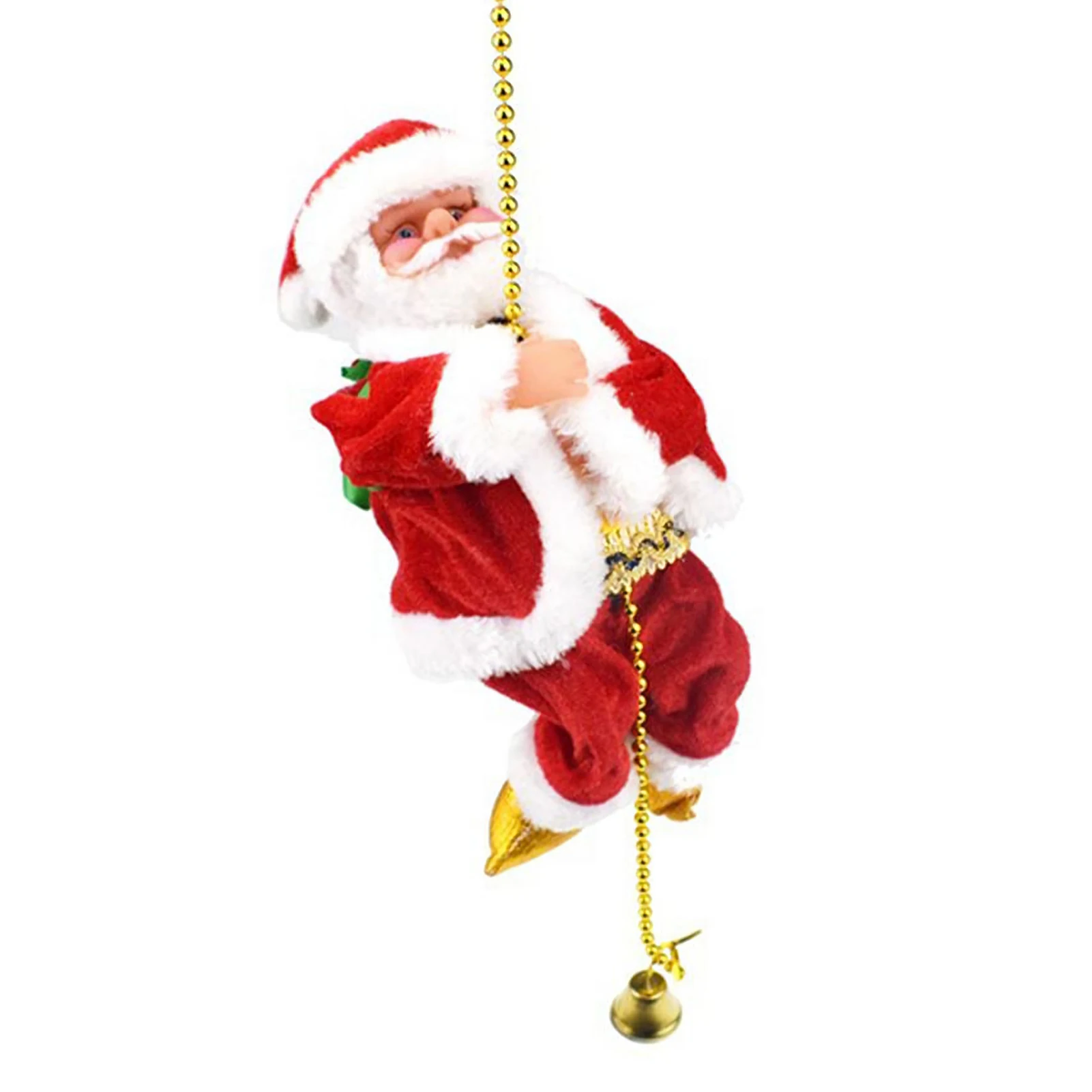 Santa Claus Climbing Beads Battery Operated Electric Climb Up and Down Climbing Santa with Light Music Christmas Decor Ornaments