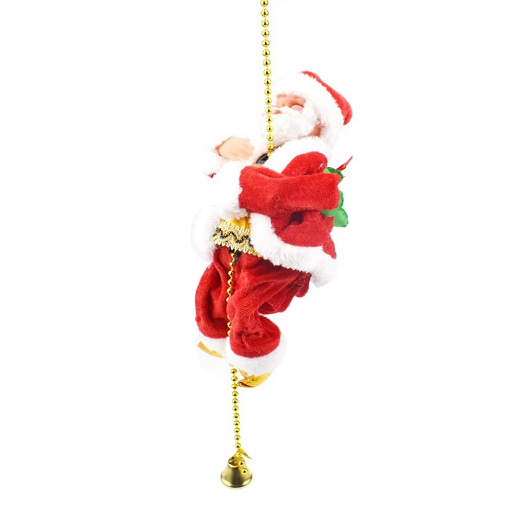 Santa Claus Climbing Beads Battery Operated Electric Climb Up and Down Climbing Santa with Light Music Christmas Decor Ornaments