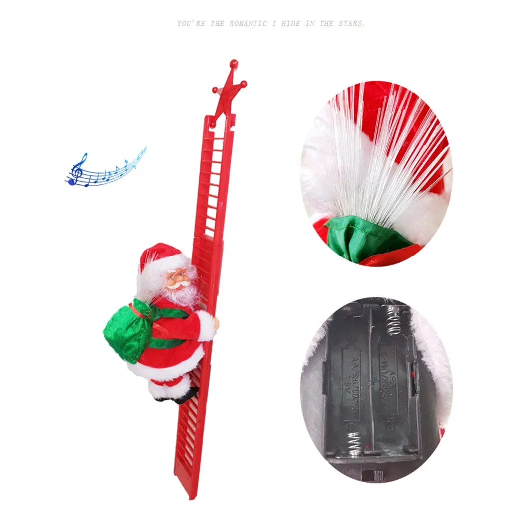 2024 Santa Claus Doll Climbing Ladder with Music Christmas Tree Ornaments Decorations For Home 2023 Navidad New Year Kids Gift