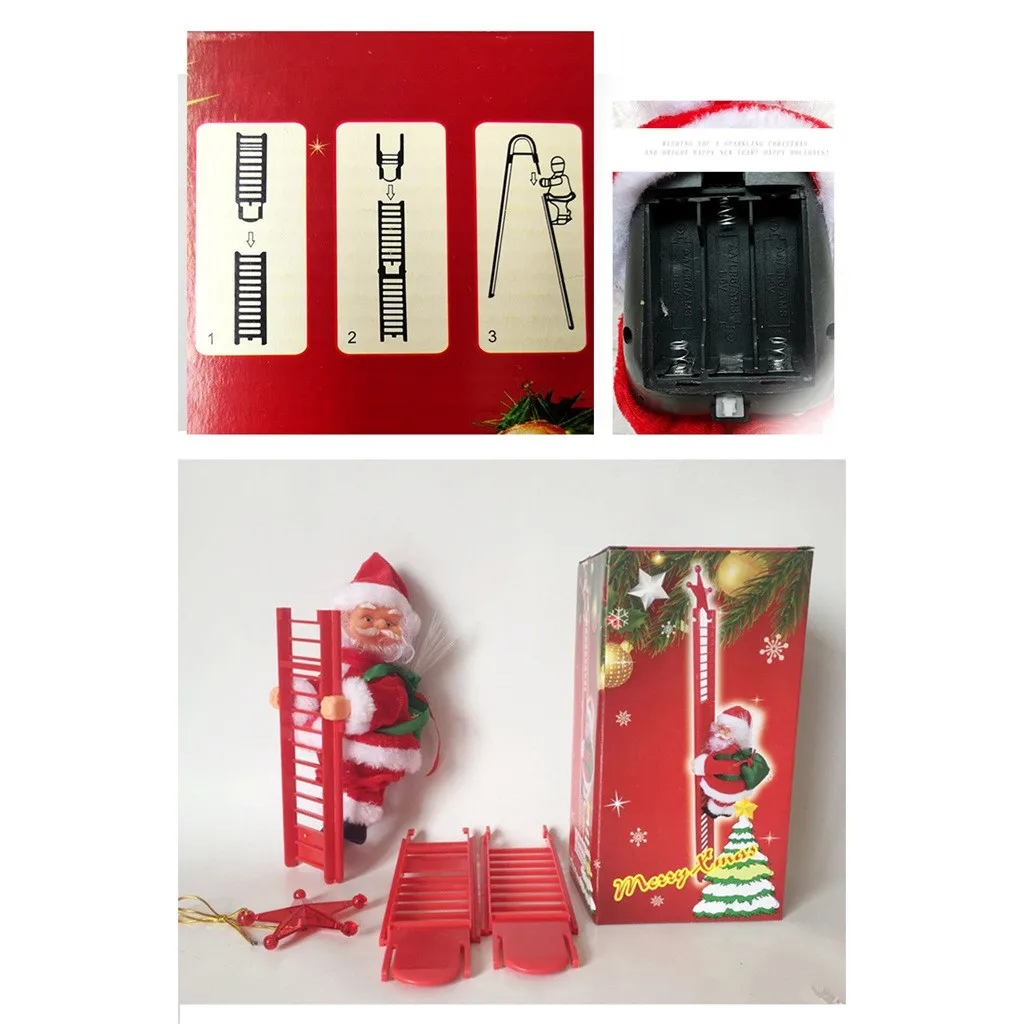 2024 Santa Claus Doll Climbing Ladder with Music Christmas Tree Ornaments Decorations For Home 2023 Navidad New Year Kids Gift