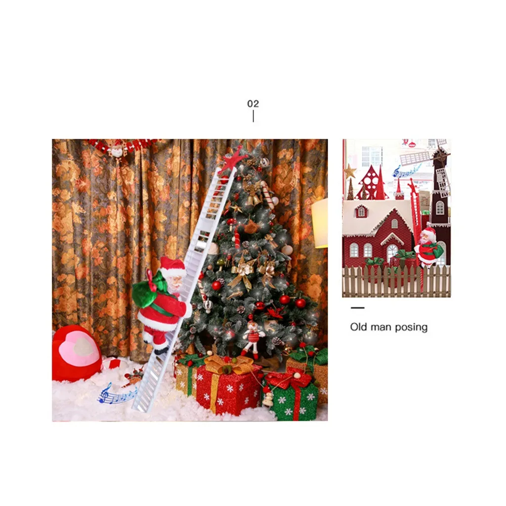 2024 Santa Claus Doll Climbing Ladder with Music Christmas Tree Ornaments Decorations For Home 2023 Navidad New Year Kids Gift