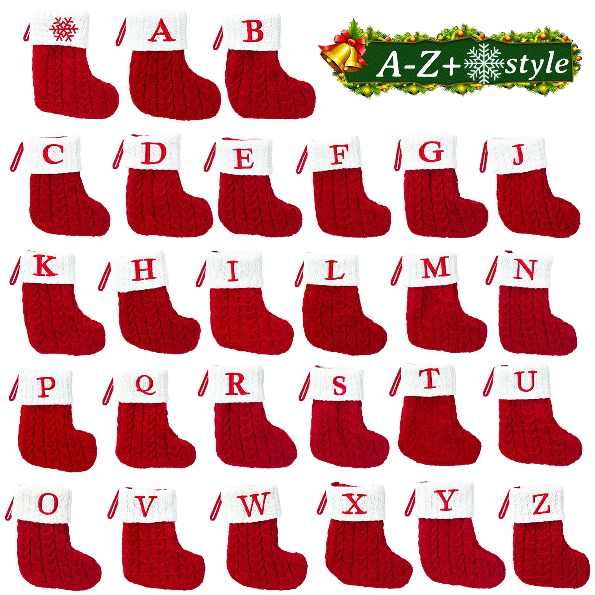 Christmas Letter Knitting Socks Snowflake Stocking 2025 Christmas Decoration for Home Xmas Tree Ornament Gift Navidad Natal 2026