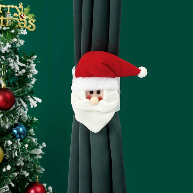 Christmas Curtain Buckle Tieback Santa Snowman El Curtain Tiebacks Holdback Fastener Buckle Clamp Window Decoration Ornaments