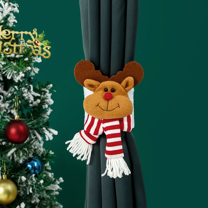 Christmas Curtain Buckle Tieback Santa Snowman El Curtain Tiebacks Holdback Fastener Buckle Clamp Window Decoration Ornaments