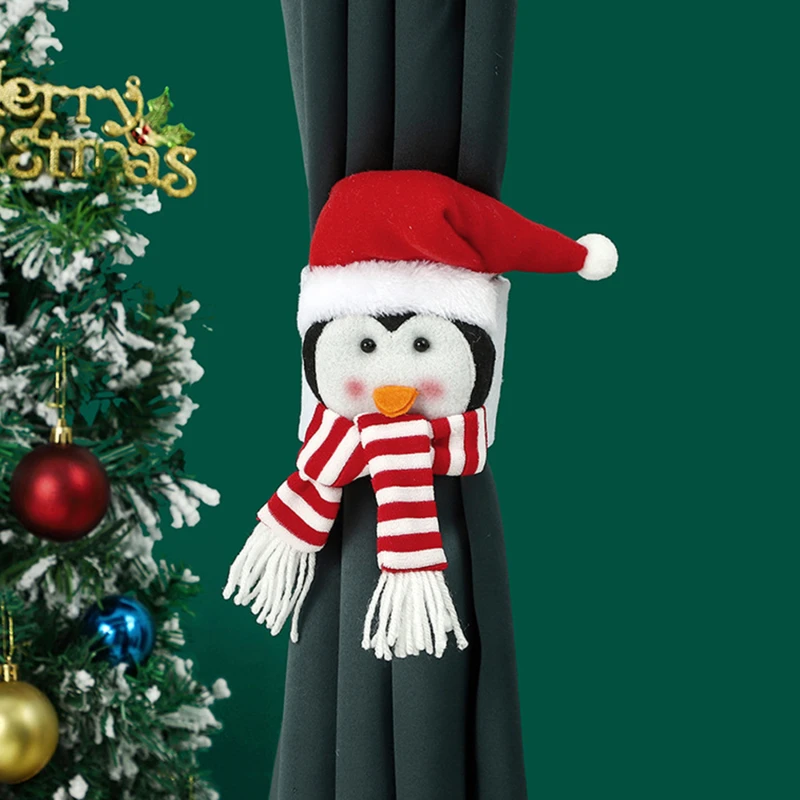 Christmas Curtain Buckle Tieback Santa Snowman El Curtain Tiebacks Holdback Fastener Buckle Clamp Window Decoration Ornaments