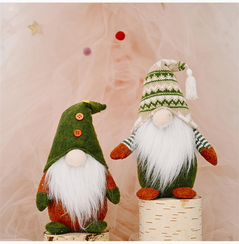knitted Green Gnome Doll Figurine Christmas Faceless Doll Ornament Xmas Gift New Year Decoration For Home Office Children's Gift