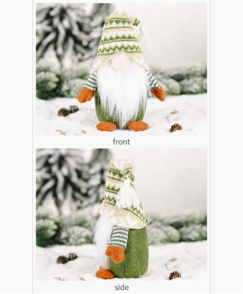 knitted Green Gnome Doll Figurine Christmas Faceless Doll Ornament Xmas Gift New Year Decoration For Home Office Children's Gift