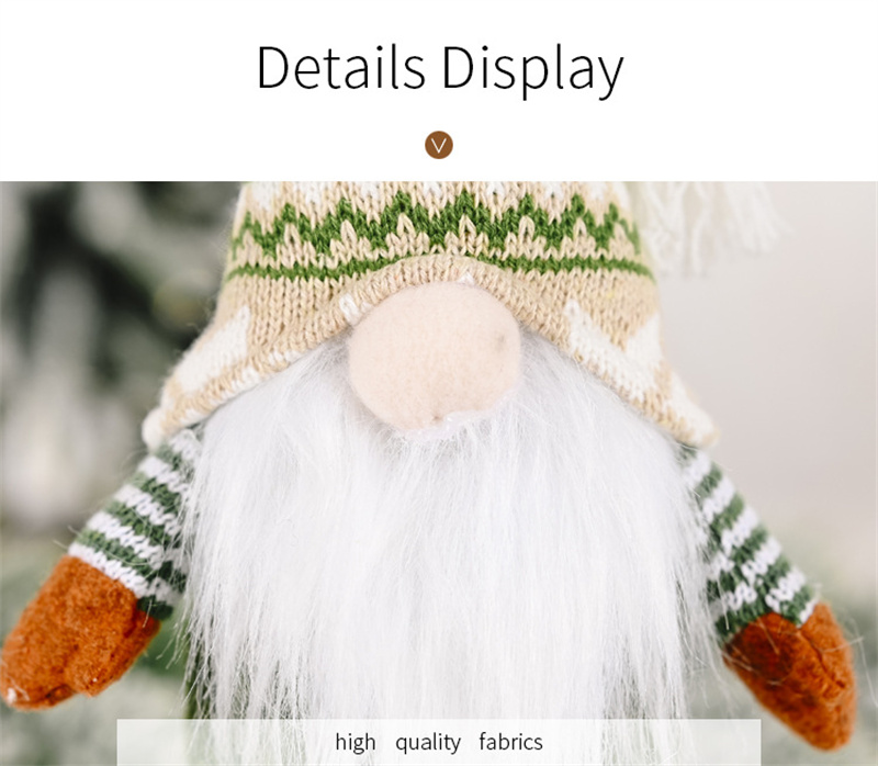 knitted Green Gnome Doll Figurine Christmas Faceless Doll Ornament Xmas Gift New Year Decoration For Home Office Children's Gift