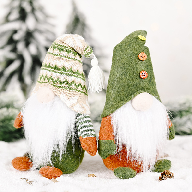 knitted Green Gnome Doll Figurine Christmas Faceless Doll Ornament Xmas Gift New Year Decoration For Home Office Children's Gift