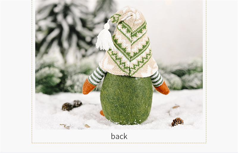 knitted Green Gnome Doll Figurine Christmas Faceless Doll Ornament Xmas Gift New Year Decoration For Home Office Children's Gift