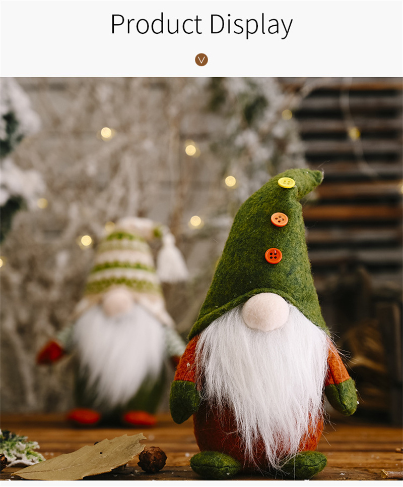 knitted Green Gnome Doll Figurine Christmas Faceless Doll Ornament Xmas Gift New Year Decoration For Home Office Children's Gift