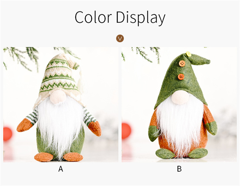 knitted Green Gnome Doll Figurine Christmas Faceless Doll Ornament Xmas Gift New Year Decoration For Home Office Children's Gift